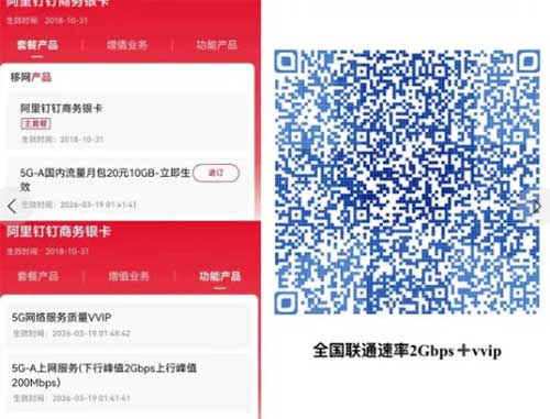 【5G-A速率毕业】全国连通官方速率包：2Gbps↓+200Mbps↑+VVIP，副卡可以共享！-流量永远